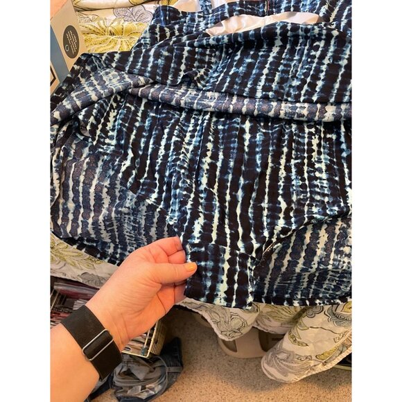 Old Navy V-Neck Secret-Slim 3X Underwire Swim Dress, Blue Shibori Tie-Dye, New - Picture 4 of 7
